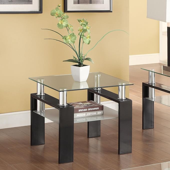 Coaster Home Furnishings Dyer 1-Shelf Square Glass Top Side End Table Black - Image 2