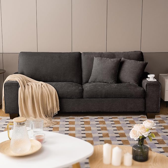 DOPEDIO Modern Loveseat Sofa for Living Room, Chenille Recliner, Removable Cover by DOPEDIO