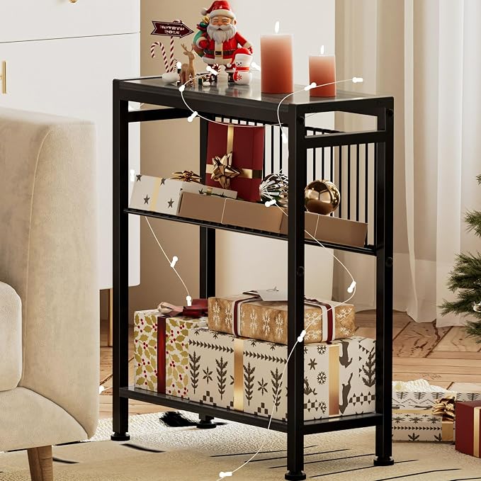 End Table for Small Space, 3-Tier Narrow Side Table - Image 2