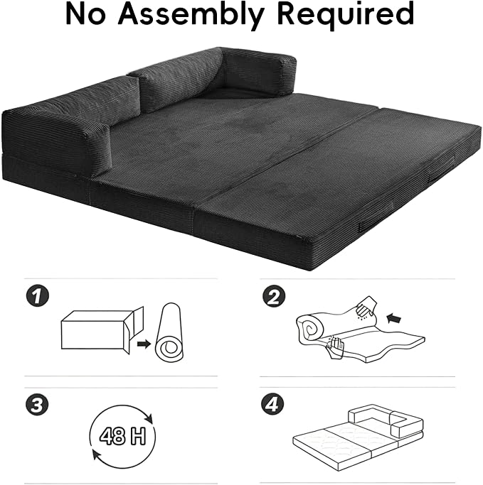 78" Boneless Couch, 5-in-1 Convertible Sofa Bed Tri Folding Mattress - Image 6