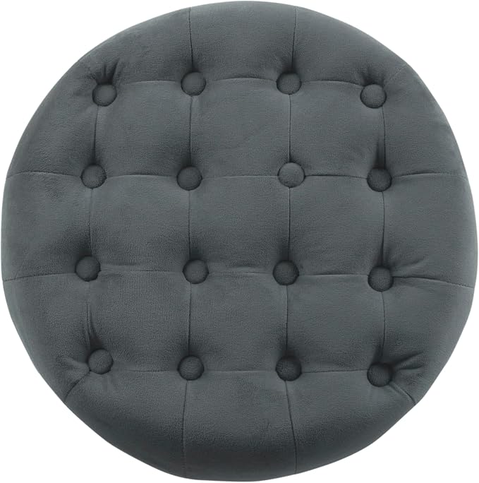Homepop Home Decor | Upholstered Round Velvet Tufted Foot Rest Ottoman | Ottoman - Image 8