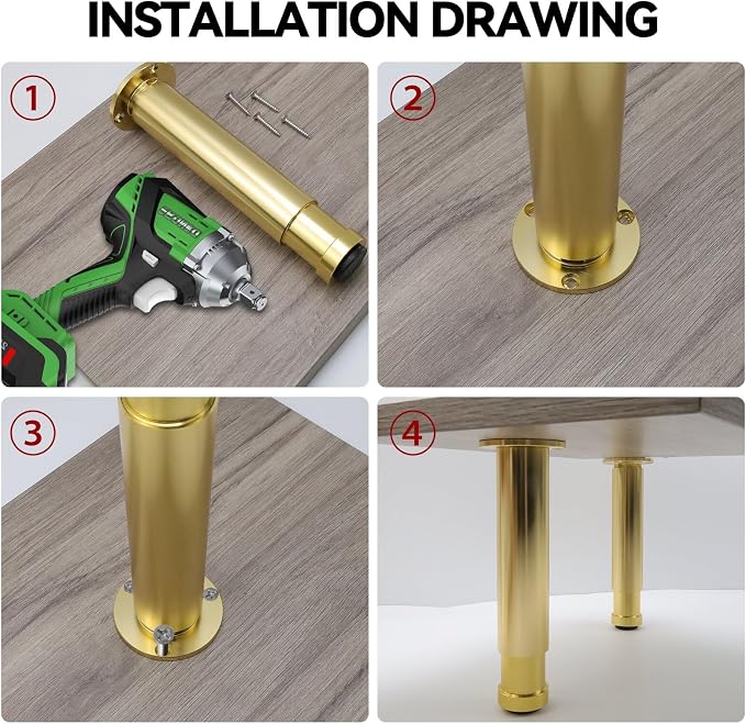 4 Pcs Gold Adjustable Sofa Legs Metal Modern Furniture Legs - Image 5