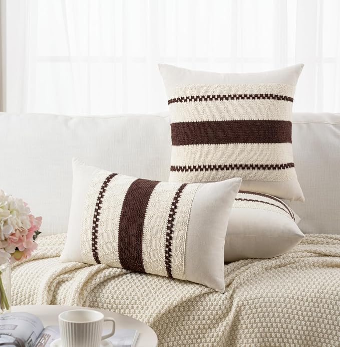 Fancy Homi Set of 1 Boho Brown Decorative Throw Pillow Cover 22x22 Inch - Image 6