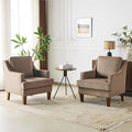 VINGLI Light Brown Mid-Century Accent Chairs Set of 2, Upholstered Armchair by VINGLI