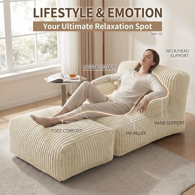 6FT Large Bean Bag Chair Lounger - Image 3