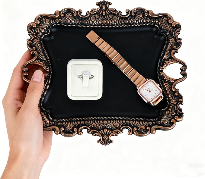 Funly mee 8 x 7 inches Antique Trinket Dish Vintage Jewelry Tray, Ring Holder - Image 4