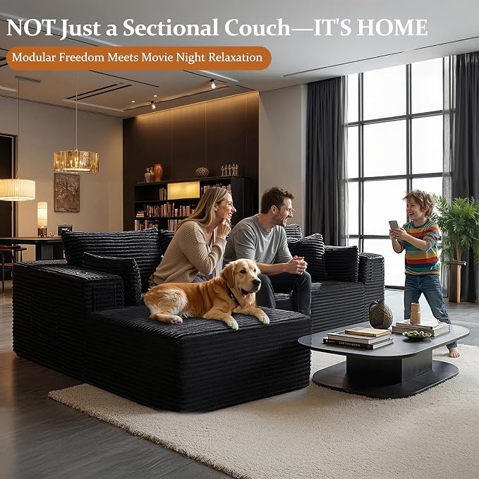 108" Oversized Cloud Sectional Couch, Comfort L Shaped Boneless Couch - Image 4