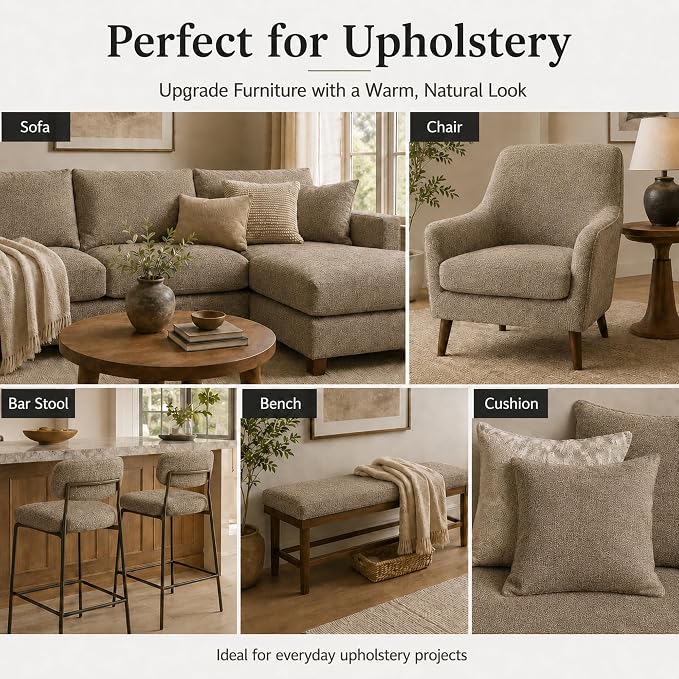 Mini Chenille Linen Blend Upholstery Fabric by the Yard, 57 Inch Wide Soft - Image 6