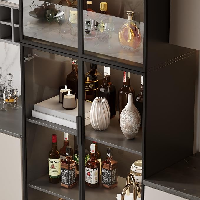 Mekminop Display Cabinet with Glass Doors and Storage Shelve, Modern Display - Image 8