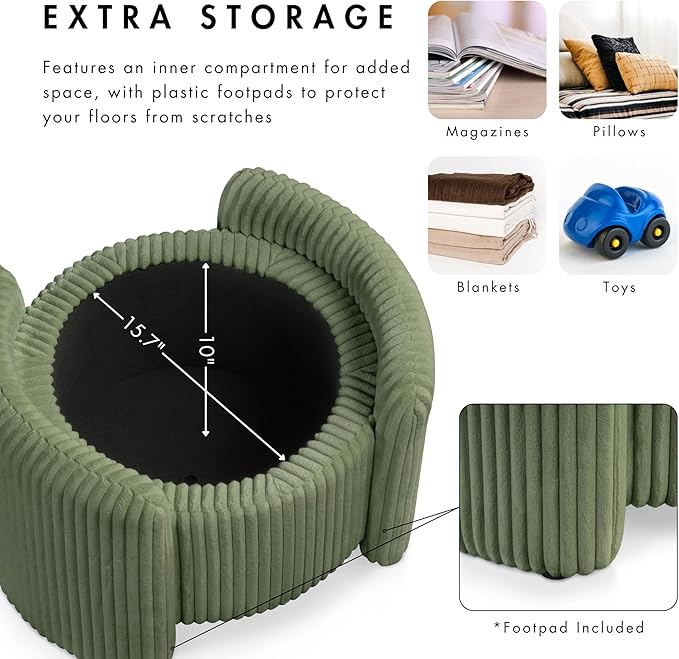Furniture of America Lennox Modern Chenille 25-inch Round Storage Ottoman - Image 3