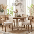 HNY Mid Century Modern Rattan Dining Chairs Set of 4, Farmhouse Linen by HNY