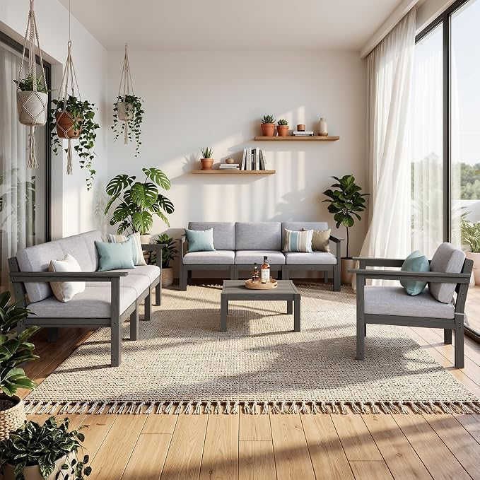 Stoog Patio Furniture Set, 6-Piece All-Weather Outdoor Sectional Sofa Set - Image 9