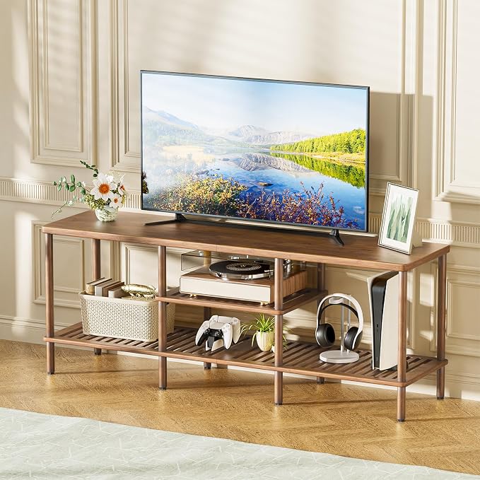 Amazer Bamboo TV Stand for 60 65 Inch TV, Entertainment Center by Amazer