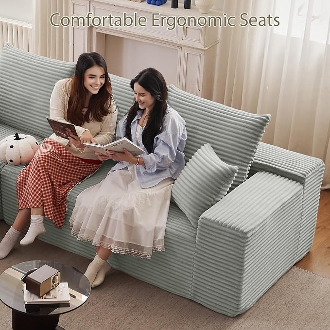 140" Sectional Cloud Couch for Living Room, Modular Floor Deep-Seat Sofa - Image 4