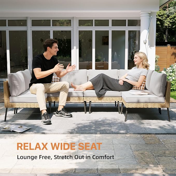 Aoxun 8-Piece Patio Furniture Set, Wicker Outdoor Furniture - Image 4
