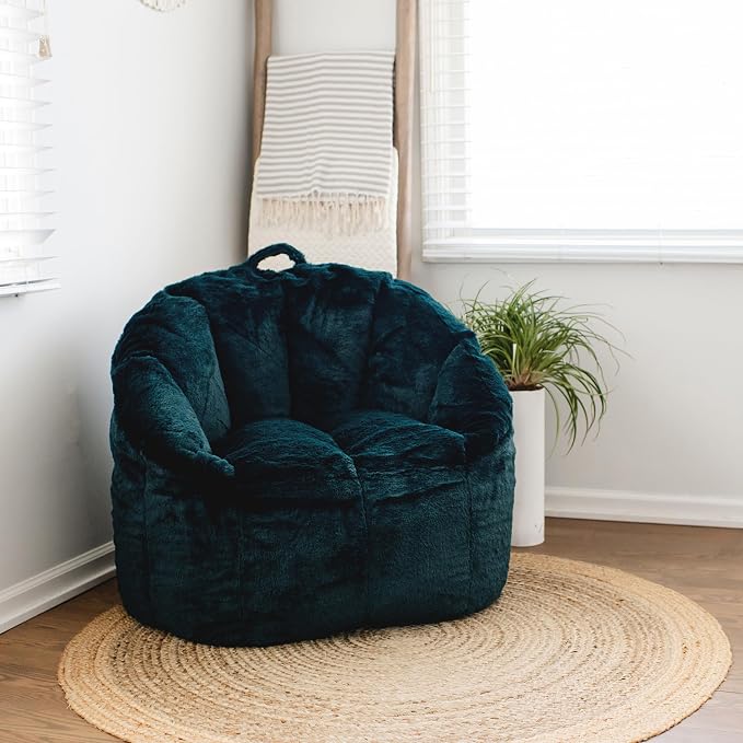 Big Joe Milano Bean Bag Chair for Kids, Ultra-Soft Emerald Plushie Polyester - Image 2