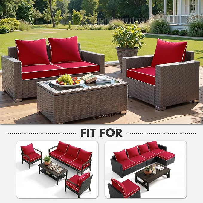 MIULEE Red Outdoor Seat Cushion 22x22 Inch Waterproof & 3 Year Fade Resistant - Image 5