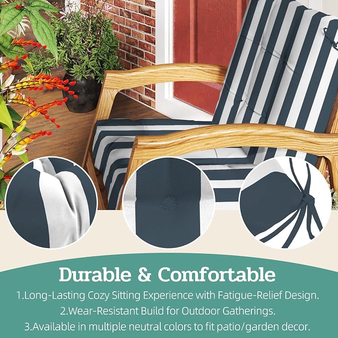 Outdoor Chair Cushions Set of 2, High Back Soft Seat Pad - Image 5