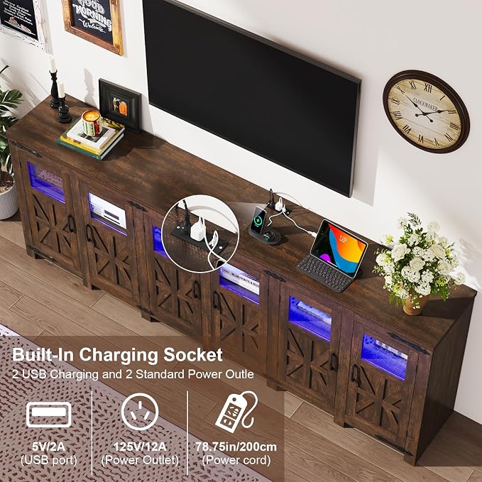 95.3" Large LED Farmhouse TV Stand - Image 4