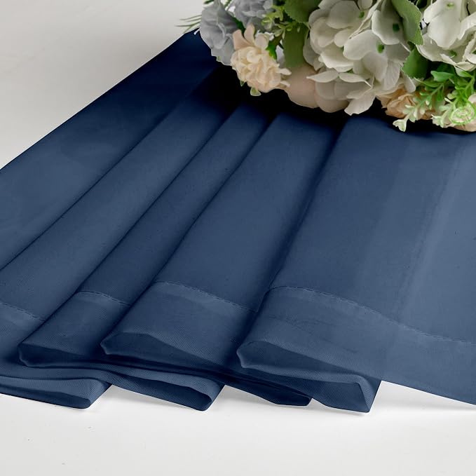 Aiyufeng Navy Blue Sheer Curtains 45 inch Length 2 Panels Set - Image 8