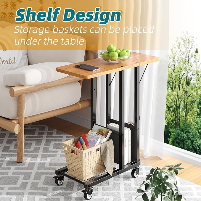 Simple Trending C Shaped End Table, Folding TV Tray Couch Side Table - Image 8