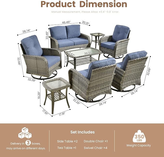 Weaxty 8 Pieces Outdoor Patio Furniture Sets - Image 2