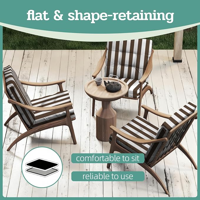 Outdoor Chair Cushions Set of 2, High Back Soft Seat Pad, Indoor Outside Use - Image 7