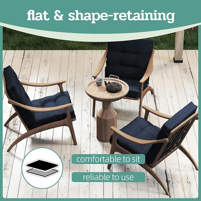 Outdoor Chair Cushions Set of 2, High Back Soft Seat Pad - Image 7