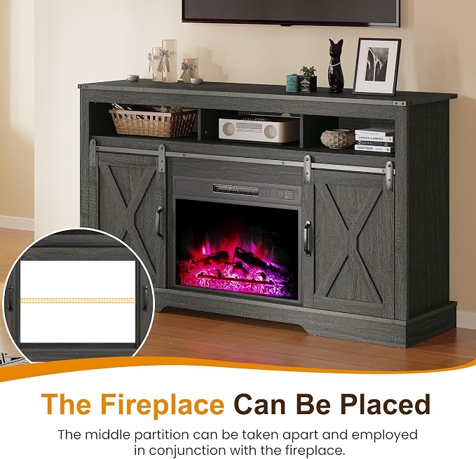 RoyalCraft Fireplace TV Stand for 65+ Inch TV, Rustic Media Console - Image 5