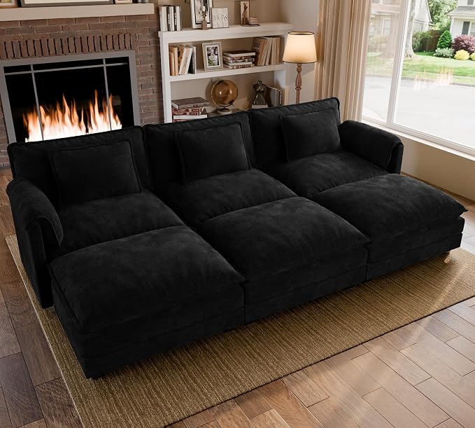 ELUCHANG 116" Luxury Modular Sectional Sofa, Comfy Deep Seat Cloud Couch by ELUCHANG