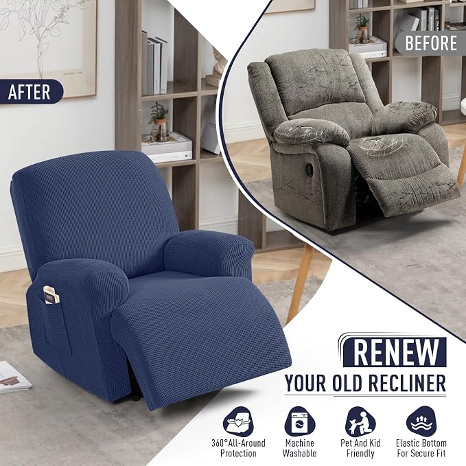 TAOCOCO Recliner Cover 4-Pieces, Recliner Stretch Sofa Slipcover, Recliner - Image 4