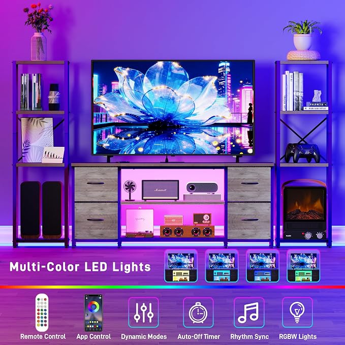 Yenlure LED TV Stand Bookshelf Combo - Image 3