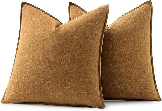 MIULEE Decorative Linen Pillow Covers 20x20 Inch Hazel ​Boho Farmhouse​ - Image 6