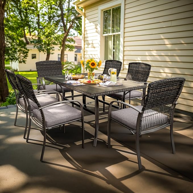 Pamapic 7-Piece Outdoor Dining Set, All-Weather Garden/Deck/Backyard Furniture - Image 2
