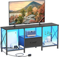 JARHETUN LED TV Stand with Fabric Drawer, Entertainment Center by JARHETUN