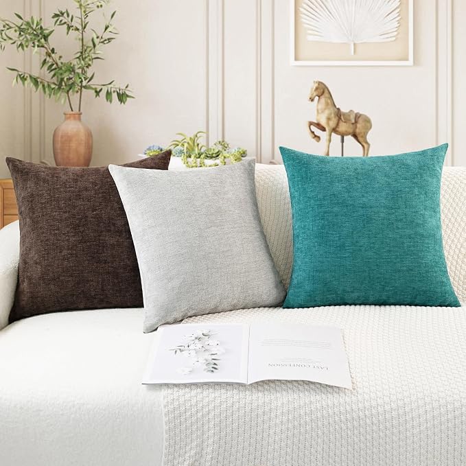CaliTime Throw Pillow Covers Decorative 18 X 18 Inches Pack of 4 Cozy Chenille - Image 5