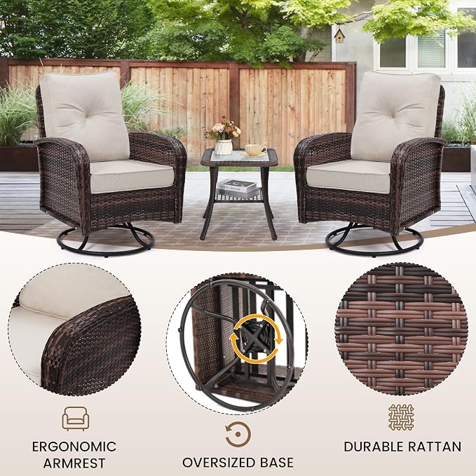wildformers Luxury Outdoor Swivel Wicker Glider Patio Chairs - Image 5