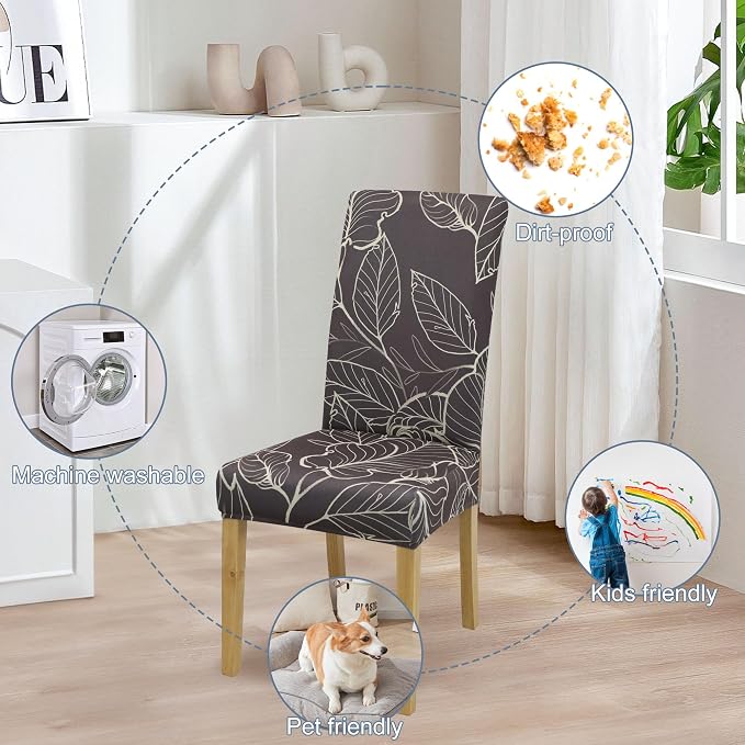 BIETYONE Stretch Dining Chair Covers Set of 8, Soft Removable Washable Kitchen - Image 6