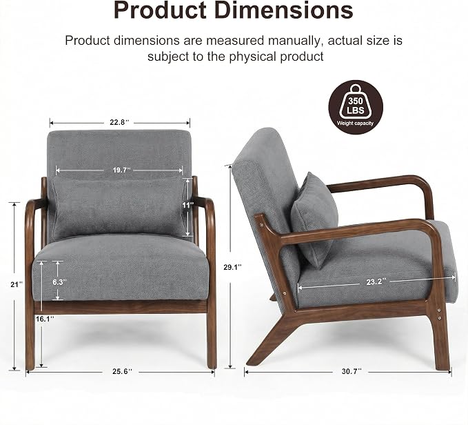 Mid Century Accent Chair, Comfy Arm Chair - Image 2