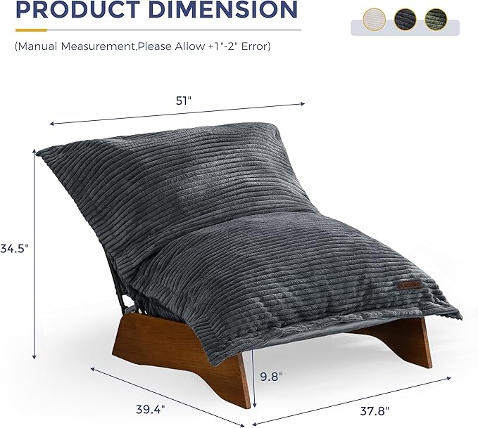 MAXYOYO Adjustable Living Room Chair, Convertible Bean Bag Chair & Recliner - Image 2