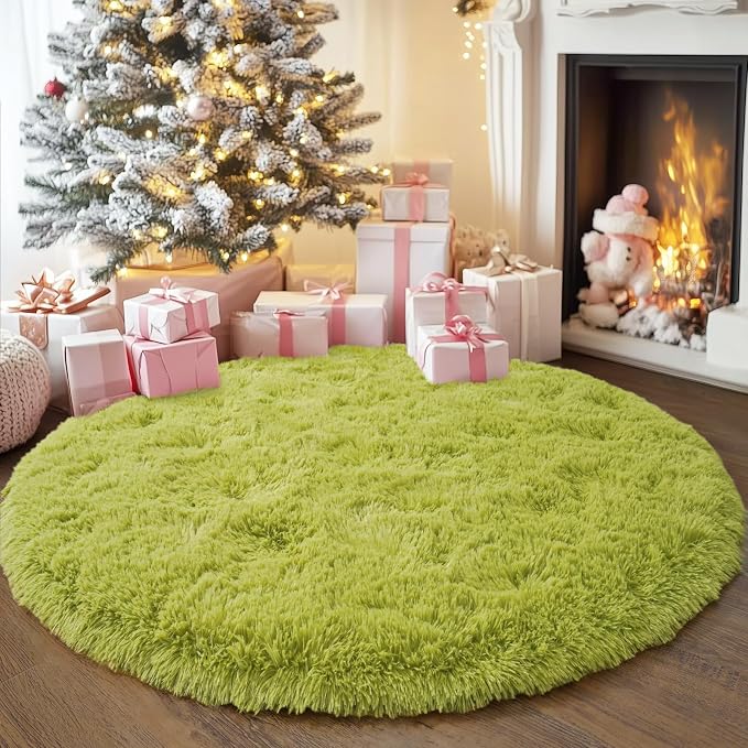 4'x4' Grass Green Round Rug for Bedroom, Ultra Soft Fluffy Circle Rug for Kids - Image 7