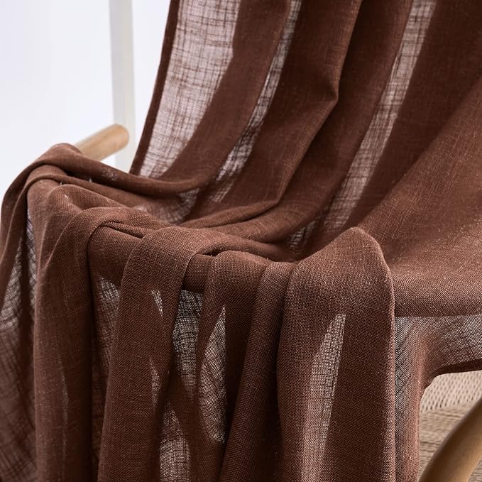 MIULEE Chocolate Brown Linen Curtains 90 Inch Long - Image 6