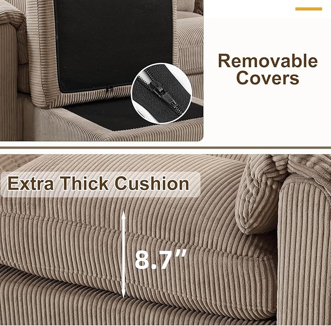 HAOMARKETS Corduroy 2-Piece Sofa Set, Upholstered Ottoman and Loveseat 2-Seater - Image 4