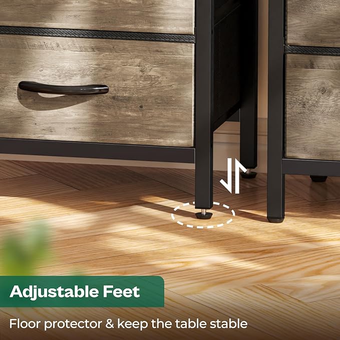 Huuger Nightstand with Charging Station, 27.6 Inch End Table Bedside Table with - Image 8