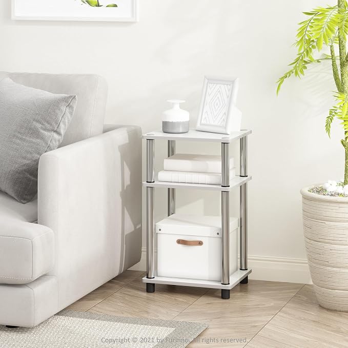 Furinno JUST Side Table Set of 2, 3-Tier Modern End Tables, Open Shelves Night - Image 2