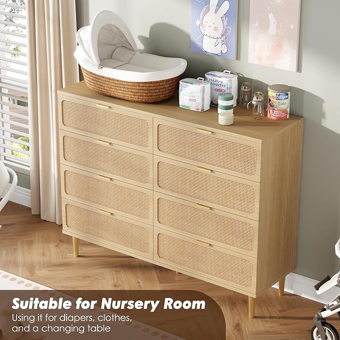 GarveeHome Rattan 8 Drawer Dressers - Image 5
