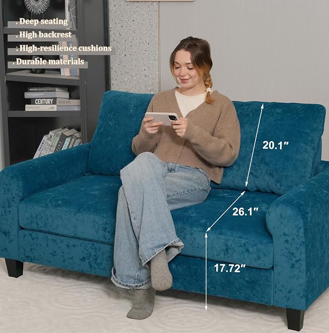 EASE MOOSE 88.5" Large Seat Velvet Loveseat Sofa, Soft Deep Seat Couches - Image 5