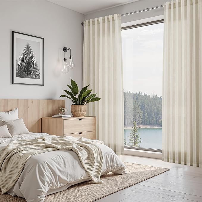 Nanspring Vanilla Linen Curtains 96 Inches Long - Image 7