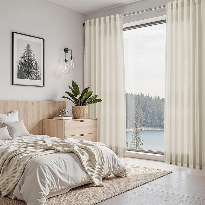 Nanspring Vanilla Linen Curtains 120 Inches Long - Image 7
