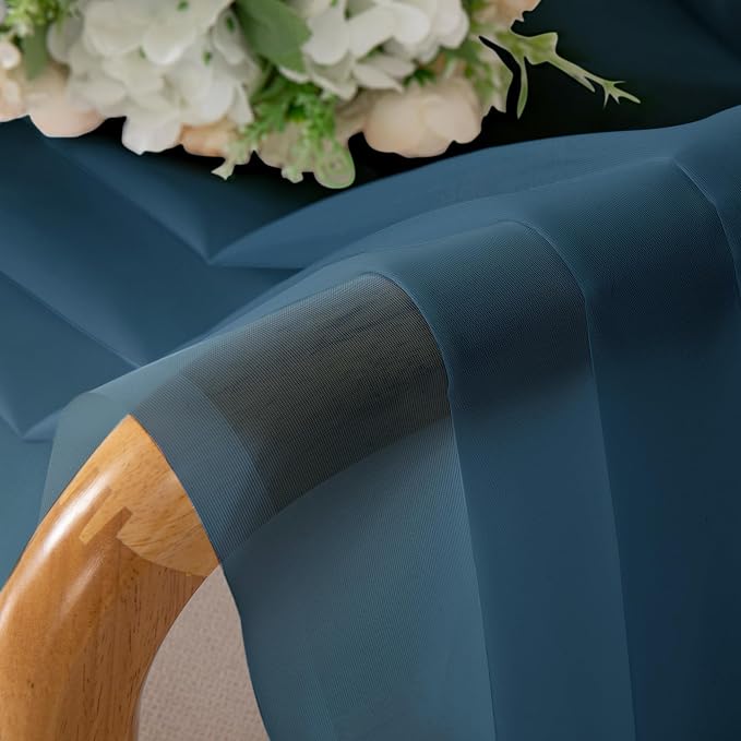 Lecloud Dusty Blue Sheer Curtains 54 Inch Length 2 Panels, Light Filtering - Image 8